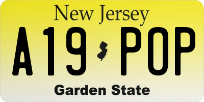 NJ license plate A19POP