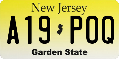 NJ license plate A19POQ