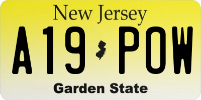 NJ license plate A19POW