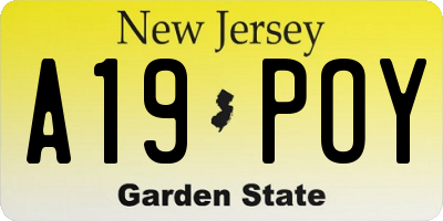 NJ license plate A19POY