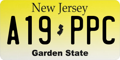NJ license plate A19PPC