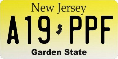 NJ license plate A19PPF