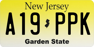 NJ license plate A19PPK