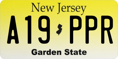 NJ license plate A19PPR