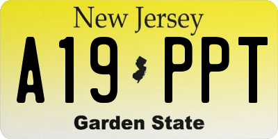 NJ license plate A19PPT