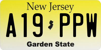 NJ license plate A19PPW