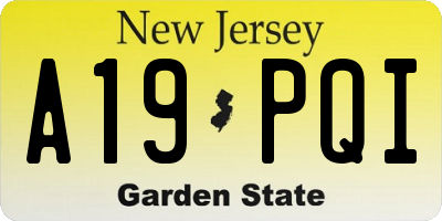 NJ license plate A19PQI
