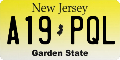 NJ license plate A19PQL