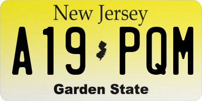 NJ license plate A19PQM