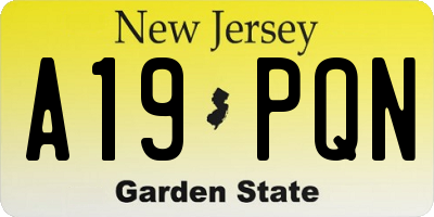 NJ license plate A19PQN