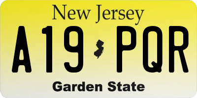 NJ license plate A19PQR