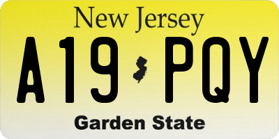 NJ license plate A19PQY