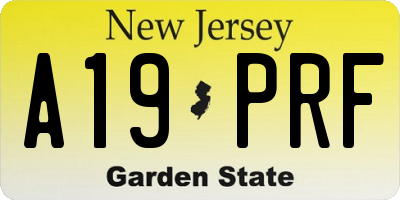 NJ license plate A19PRF