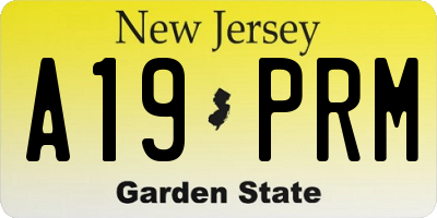 NJ license plate A19PRM
