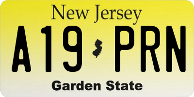 NJ license plate A19PRN