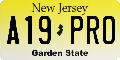 NJ license plate A19PRO