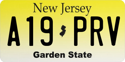 NJ license plate A19PRV