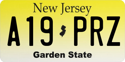 NJ license plate A19PRZ