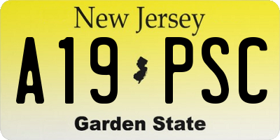 NJ license plate A19PSC