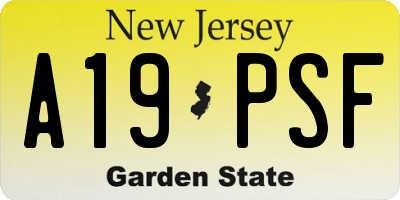 NJ license plate A19PSF