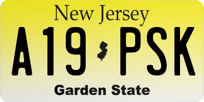 NJ license plate A19PSK
