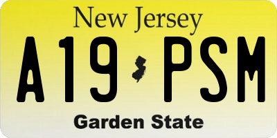 NJ license plate A19PSM