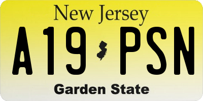NJ license plate A19PSN