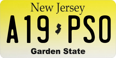 NJ license plate A19PSO