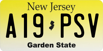 NJ license plate A19PSV