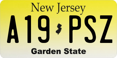 NJ license plate A19PSZ