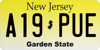 NJ license plate A19PUE