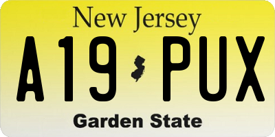 NJ license plate A19PUX