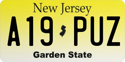 NJ license plate A19PUZ