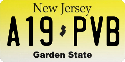 NJ license plate A19PVB