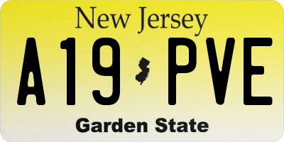 NJ license plate A19PVE
