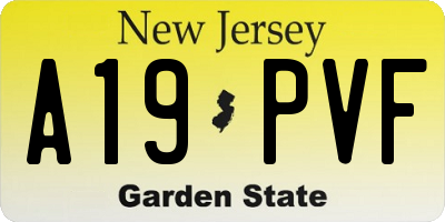 NJ license plate A19PVF