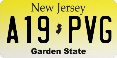 NJ license plate A19PVG