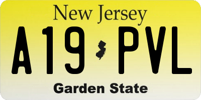 NJ license plate A19PVL
