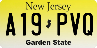 NJ license plate A19PVQ