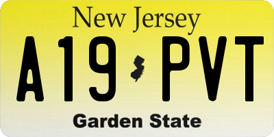 NJ license plate A19PVT