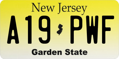 NJ license plate A19PWF