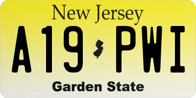 NJ license plate A19PWI