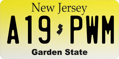 NJ license plate A19PWM
