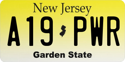 NJ license plate A19PWR
