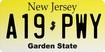 NJ license plate A19PWY