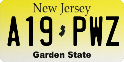 NJ license plate A19PWZ