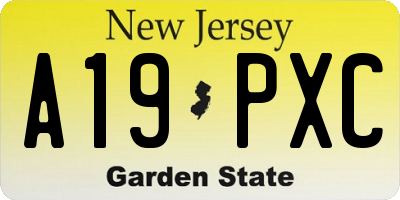 NJ license plate A19PXC