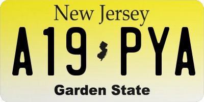 NJ license plate A19PYA