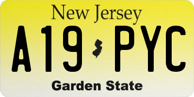 NJ license plate A19PYC