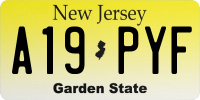 NJ license plate A19PYF